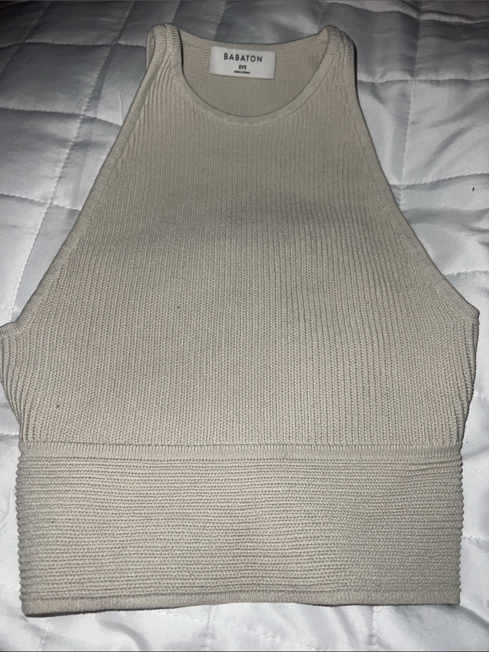 Babaton Ribbed Tank Crop Top - Cream